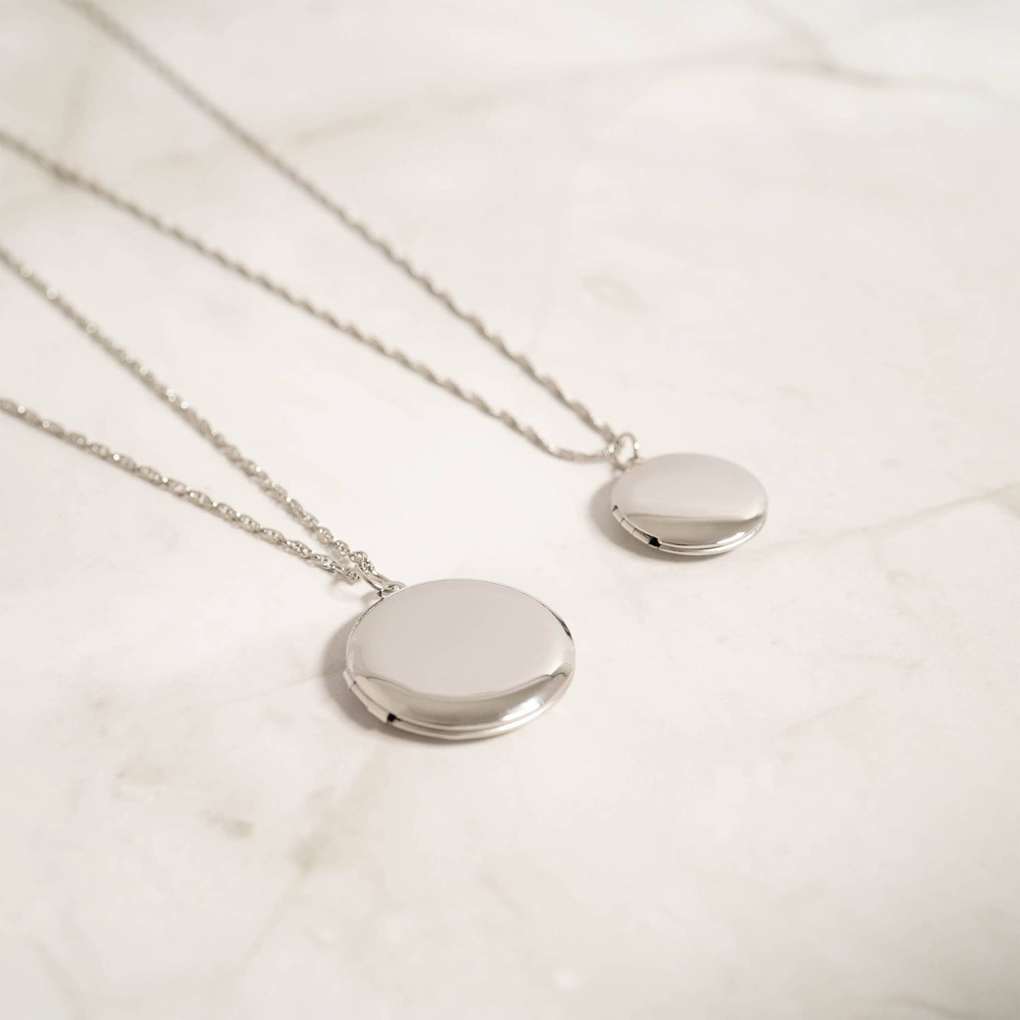 Large - 18K Gold PVD Stainless Steel Round Locket: Stainless
