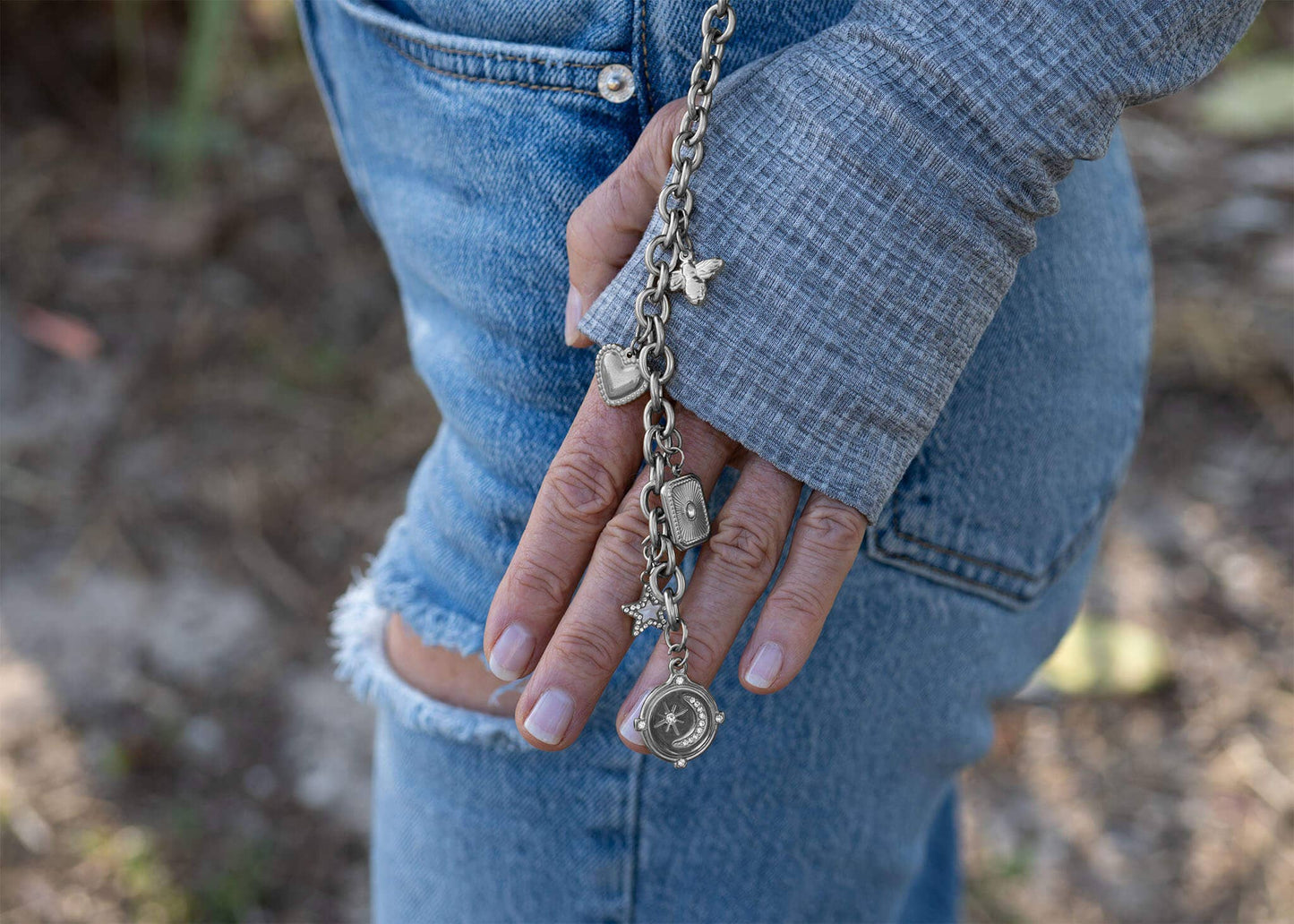 18K Gold Stainless Steel Charm Key Chain: Stainless