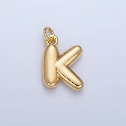 24K Gold Filled 17mm Initial Letter Chubby Balloon Charm | A1513 - A1525: Letter C
