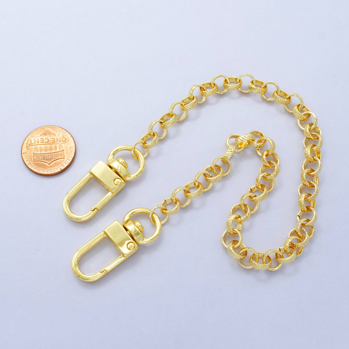 Textured Gold Filled Rolo Purse Chain for DIY Handbag Charm