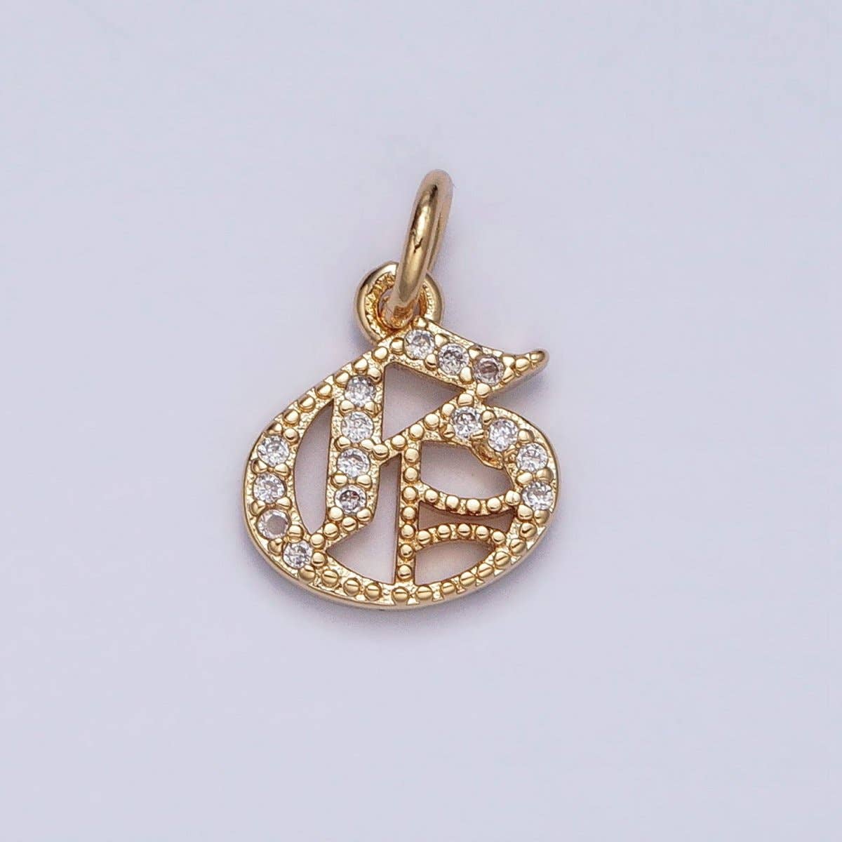 16K Gold Filled Initial Letter Old English Font Personalized Micro Paved Add-On Charm | A-572-A-584: ALL INITIAL