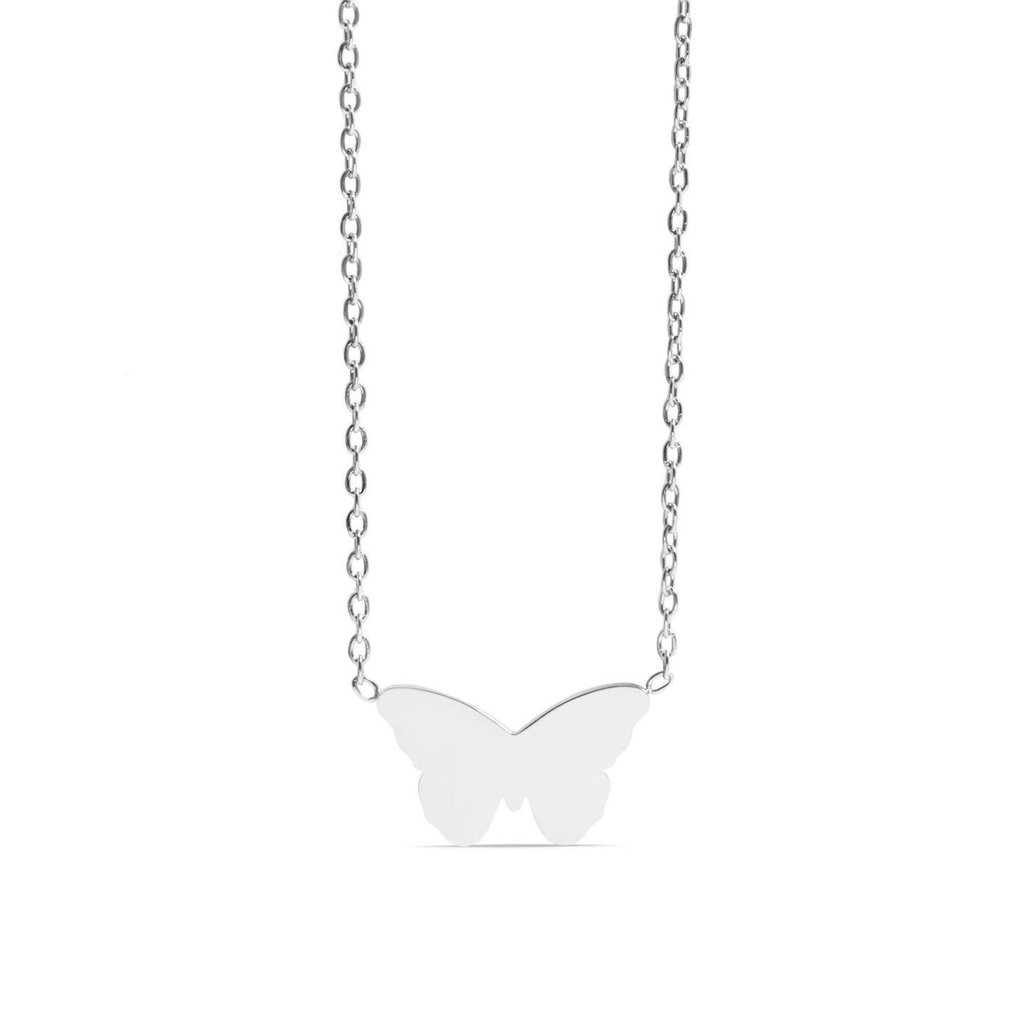 18K Gold PVD Stainless Steel Engravable Butterfly Necklace : Stainless