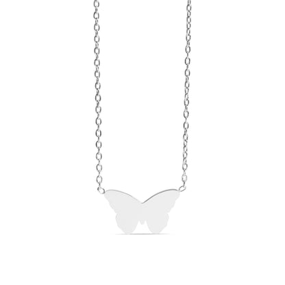 18K Gold PVD Stainless Steel Engravable Butterfly Necklace : Stainless