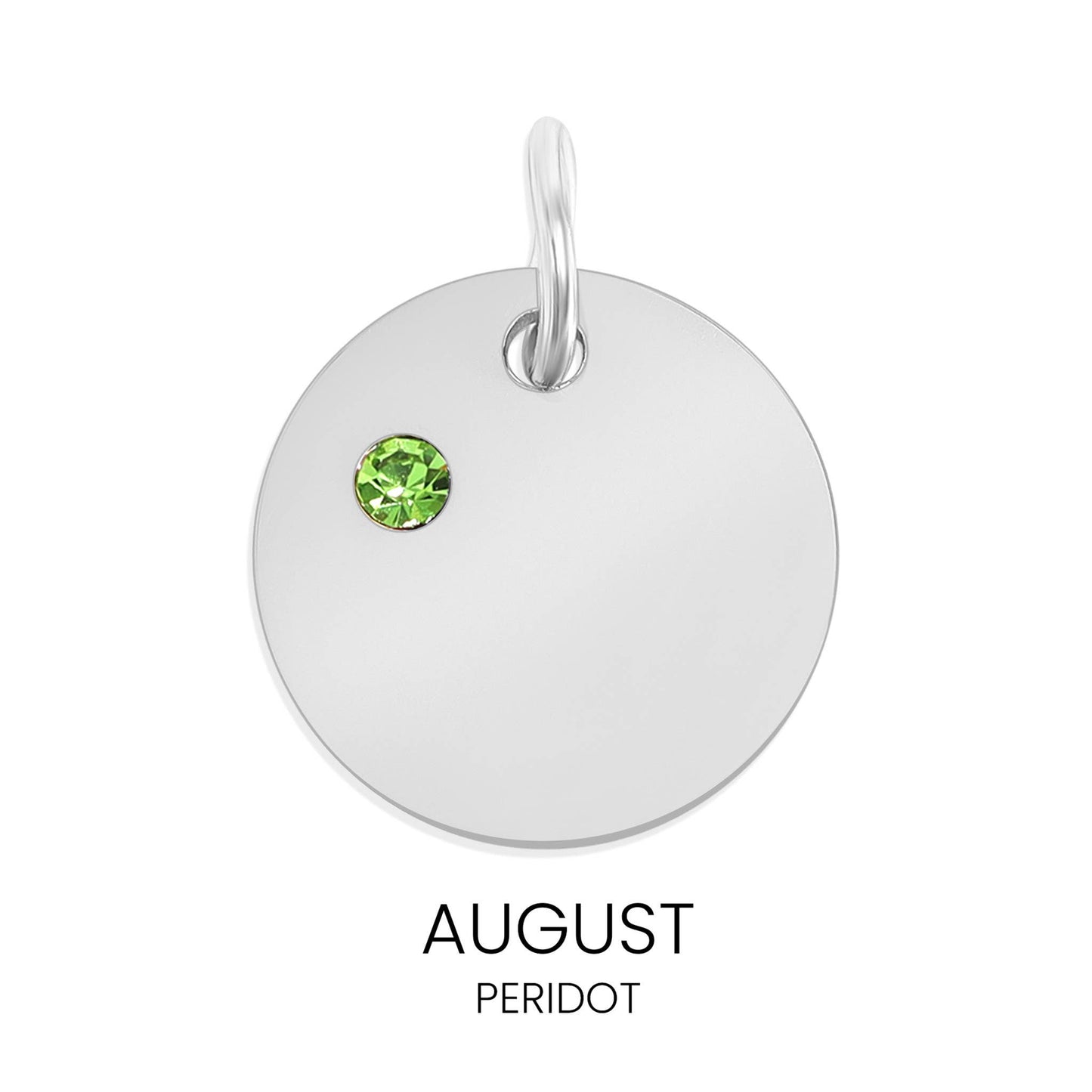 Stainless Steel Blank Engravable Circle Birthstone Charm: May/Emerald