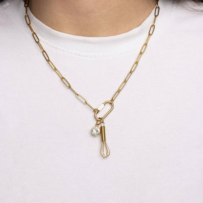 18K Gold PVD Stainless Steel Whisk Charm: Stainless