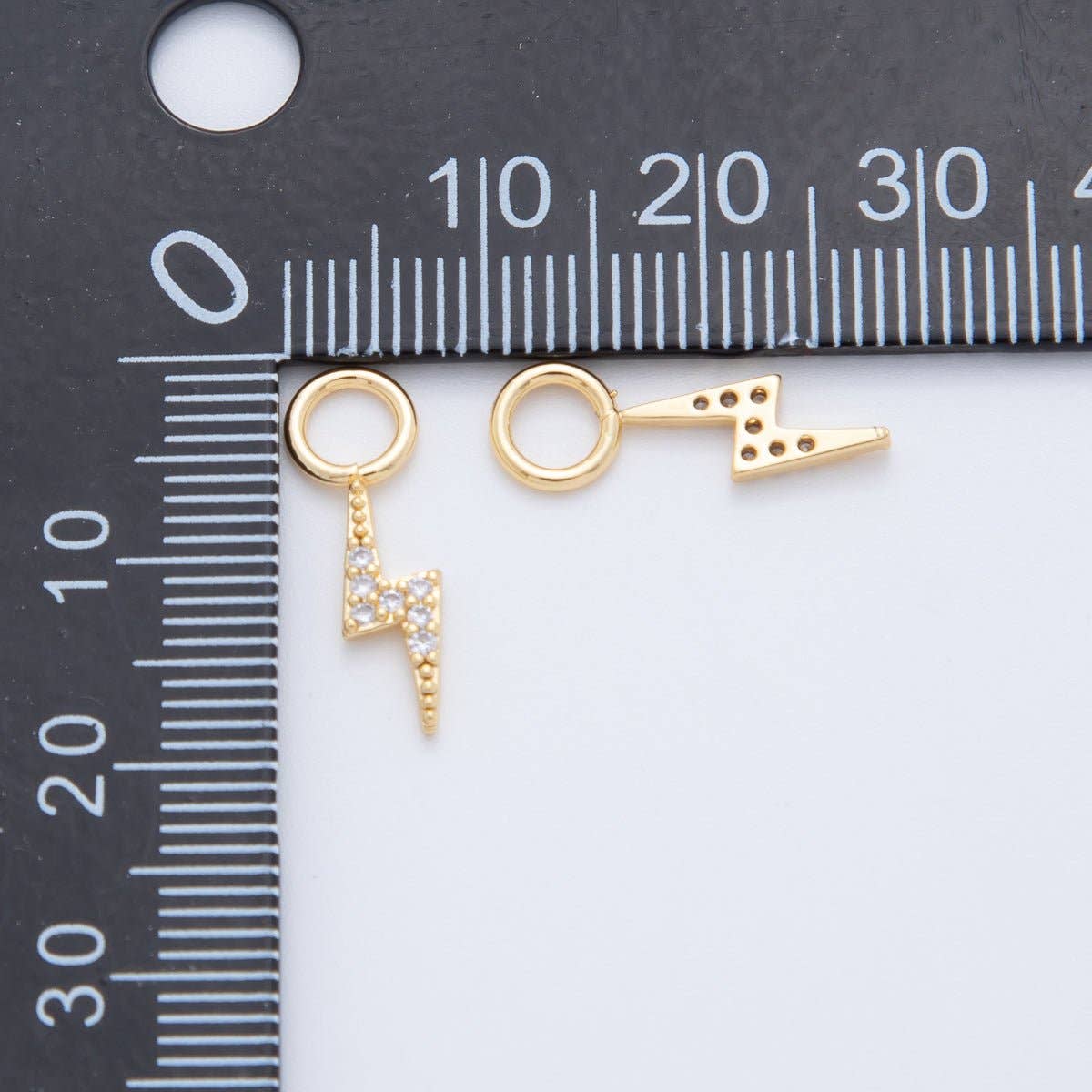 18K Gold Filled Micro Paved Thunder Lightning Bolt Add-On Drop Earring Charm | AF747