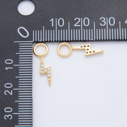 18K Gold Filled Micro Paved Thunder Lightning Bolt Add-On Drop Earring Charm | AF747