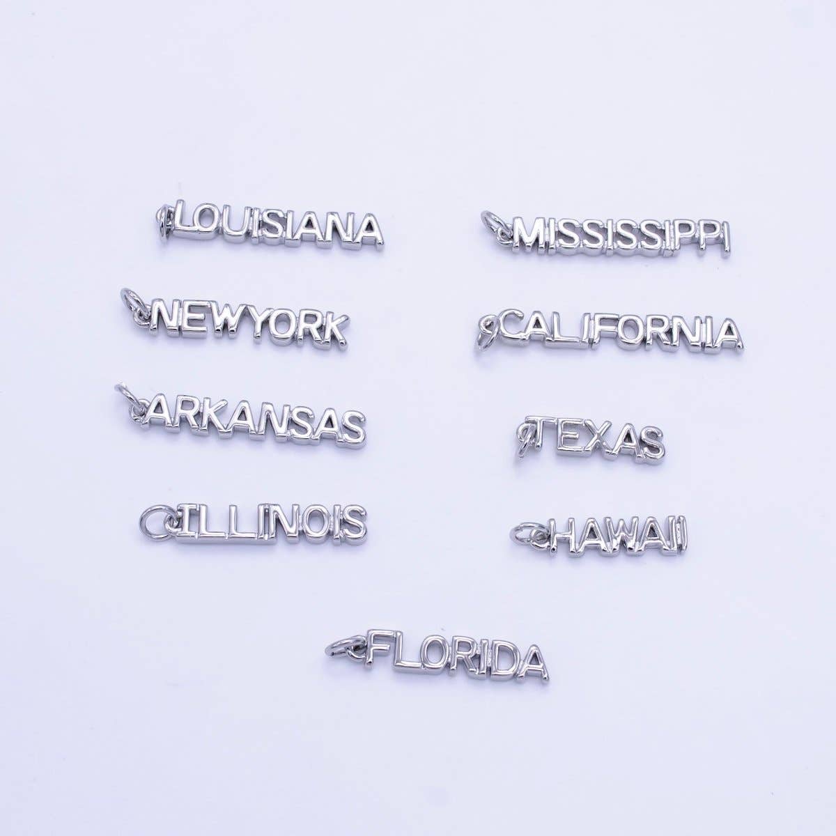 16K Gold Filled USA City States Script Tag Charm in Gold & Silver | D814 - D823: Gold / New York