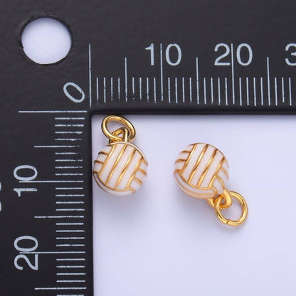 24K Gold Filled Volley Ball Enamel Multidimensional 3D Charm | W434