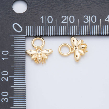 18K Gold Filled CZ Bumble Bee Insect Add-On Drop Earring Charm | AF752