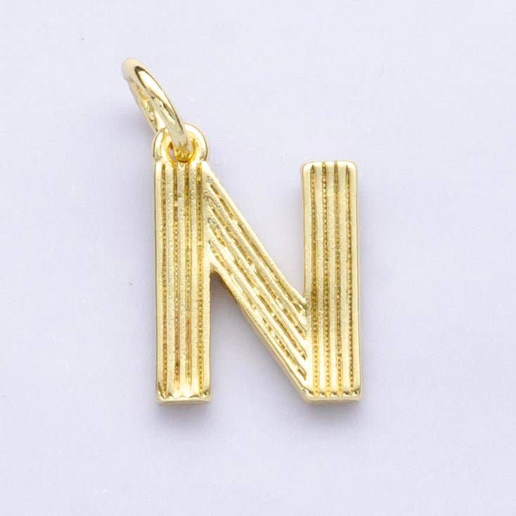 24K Gold Filled Groovy Disco Initial Letter Charm | A185 - A197: Letter L