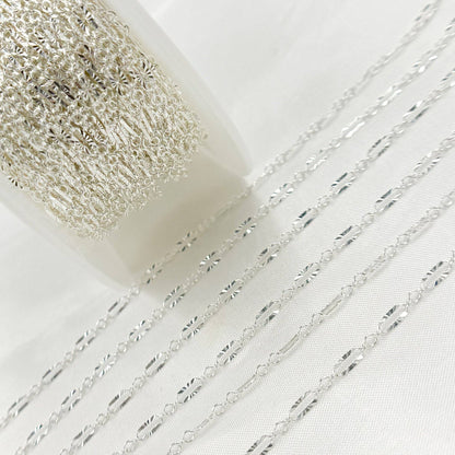 163SBSS. Sterling Silver Diamond Cut Marina Link Chain: Marina / 1 Ft. / 4.1mm-5mm