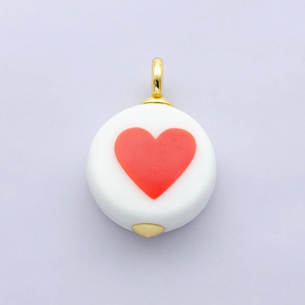 24K Gold Filled Nature Floral Mushroom Pet Sea Sell Ceramic Drop Charm: 21 Pink House
