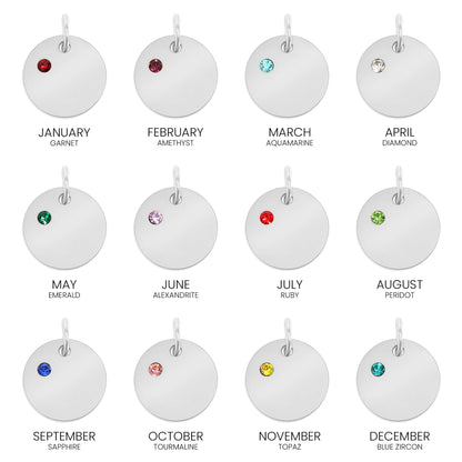 Stainless Steel Blank Engravable Circle Birthstone Charm: May/Emerald
