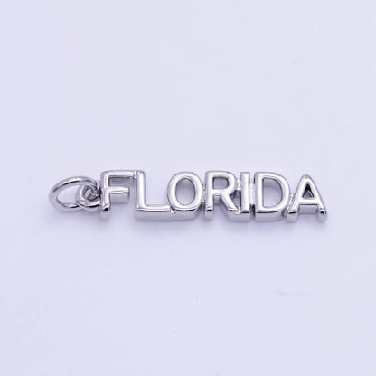 16K Gold Filled USA City States Script Tag Charm in Gold & Silver | D814 - D823: Gold / New York