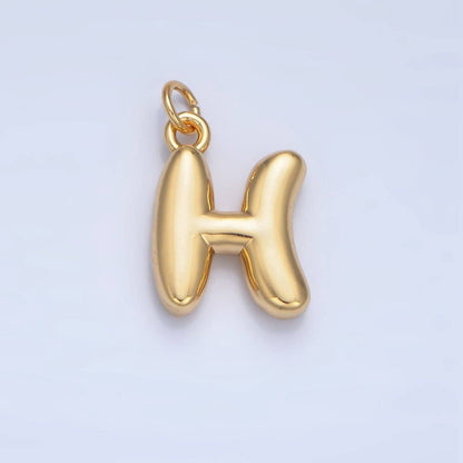 24K Gold Filled 17mm Initial Letter Chubby Balloon Charm | A1513 - A1525: Letter C