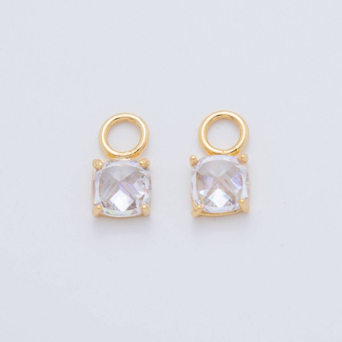 18K Gold Filled Multifaceted Round CZ Add-On Drop Earring Charm | AF740