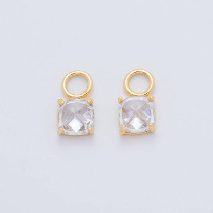 18K Gold Filled Multifaceted Round CZ Add-On Drop Earring Charm | AF740