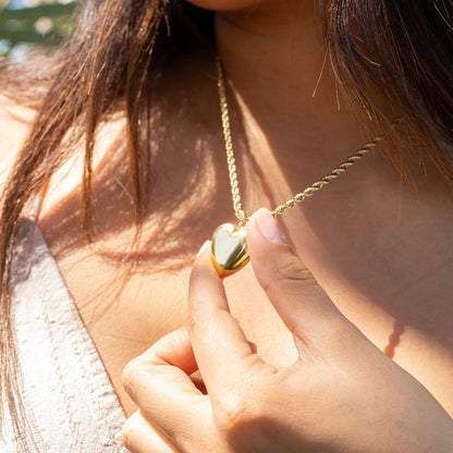 18K Gold PVD Stainless Steel Heart Locket / PDL0239: Stainless