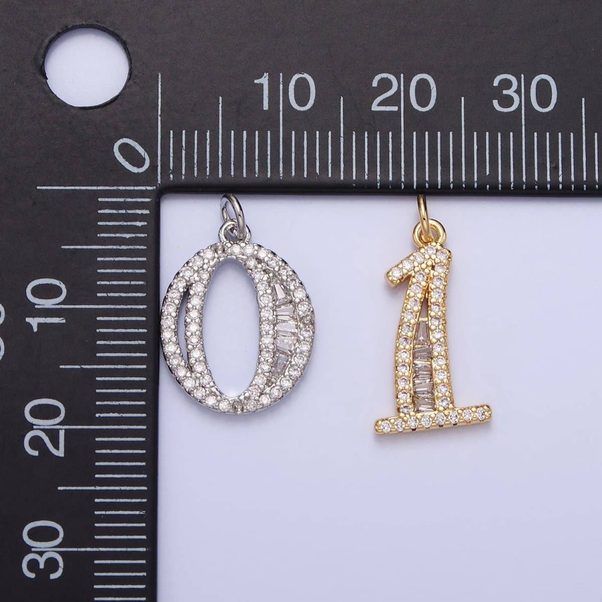 Micro Pave CZ Numbering Charms Pave Dangle Gold Filled Over Brass Number Charms Women Pave Number Findings Number 0-9 Charms AC519 - AC528: All # 0-9