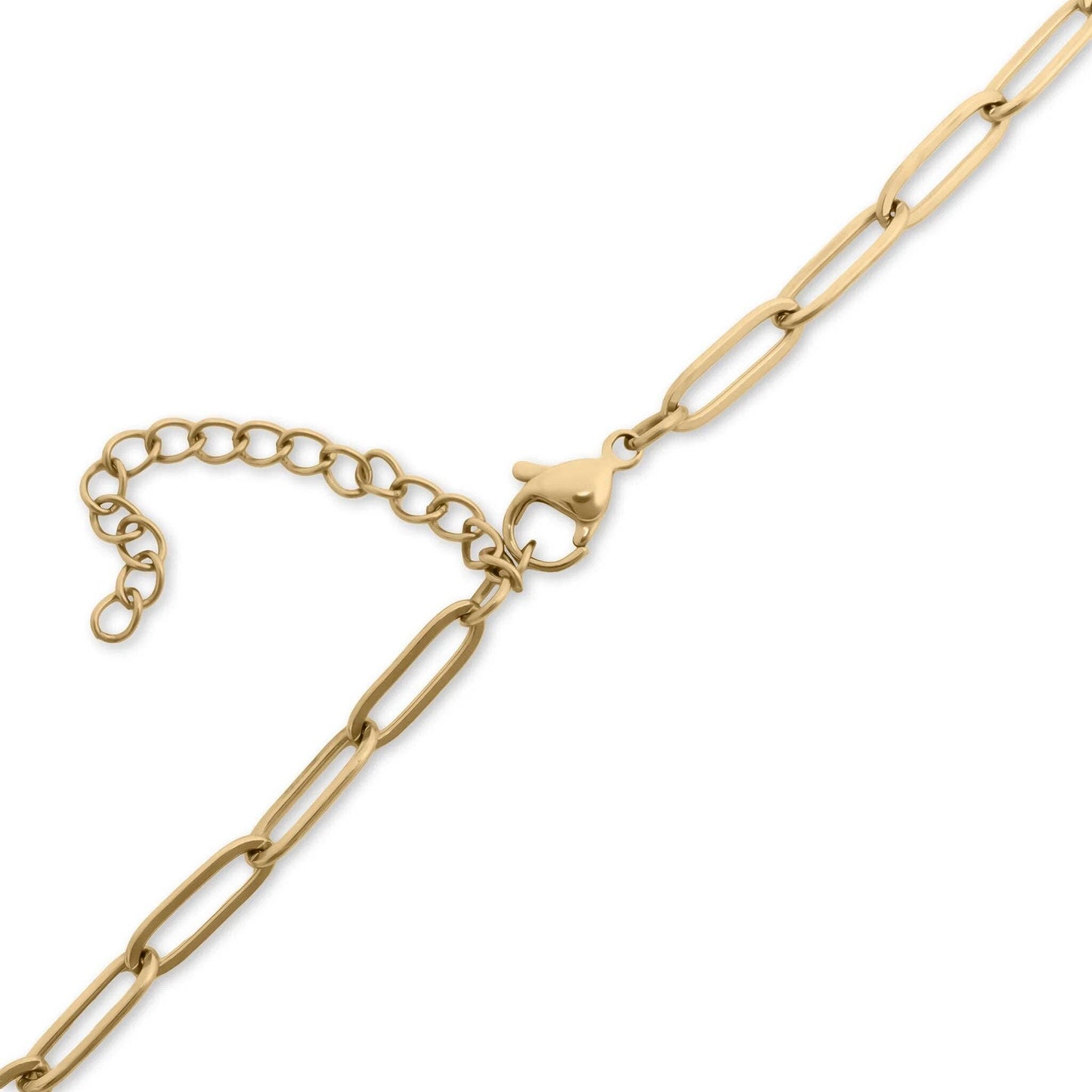 18K Gold PVD Colorful Carabiner Necklace: White / 18"+2"