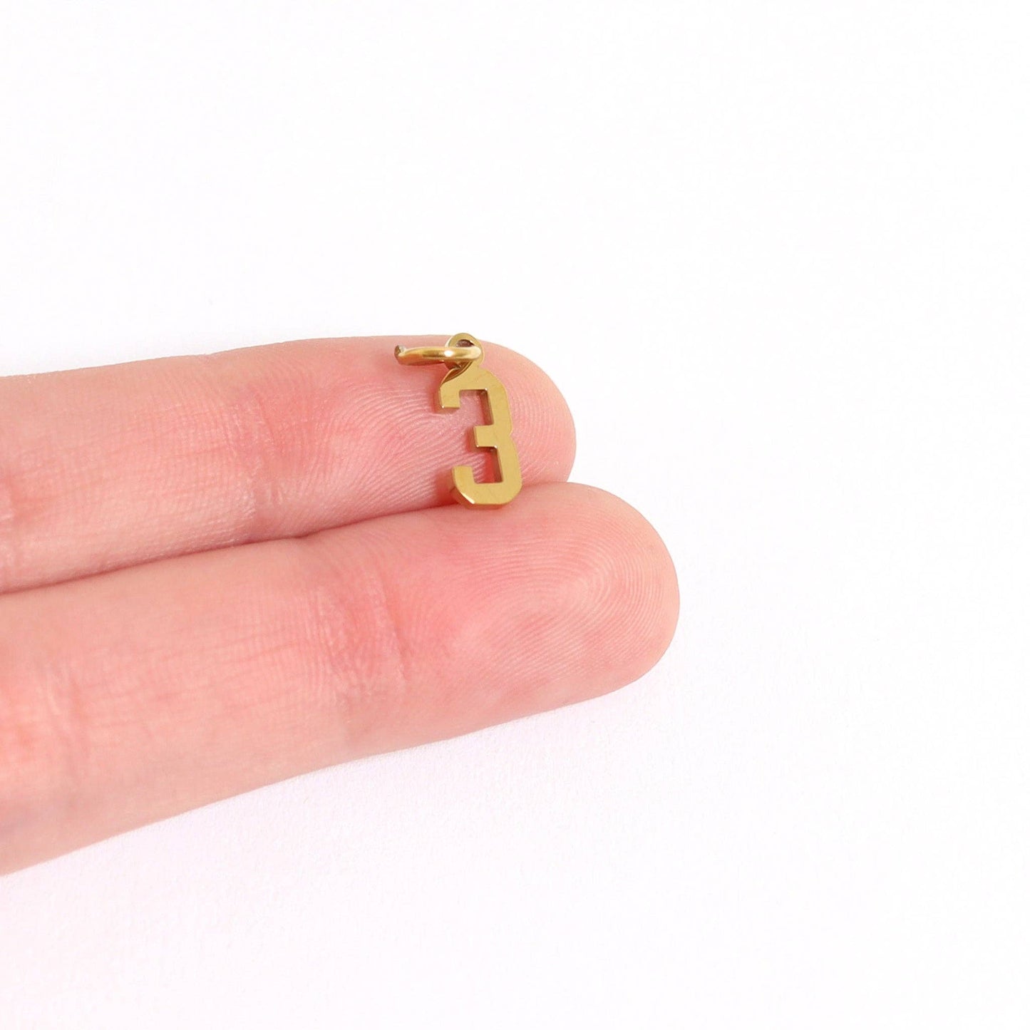 18K Gold PVD Stainless Steel Small Number Charm: 16