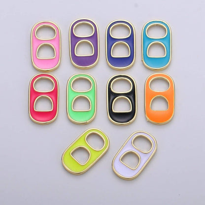 Black, Blue, Pink, Green, Yellow, Red Enamel Bottle Opener Gold Filled Charm - D-374- D-383: Purple