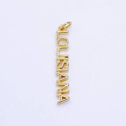 16K Gold Filled USA City States Script Tag Charm in Gold & Silver | D814 - D823: Gold / New York