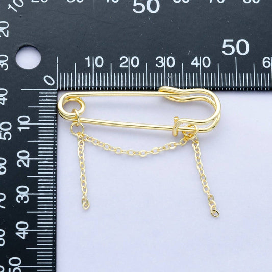 Small Chain Drop Safety Pin Brooch
