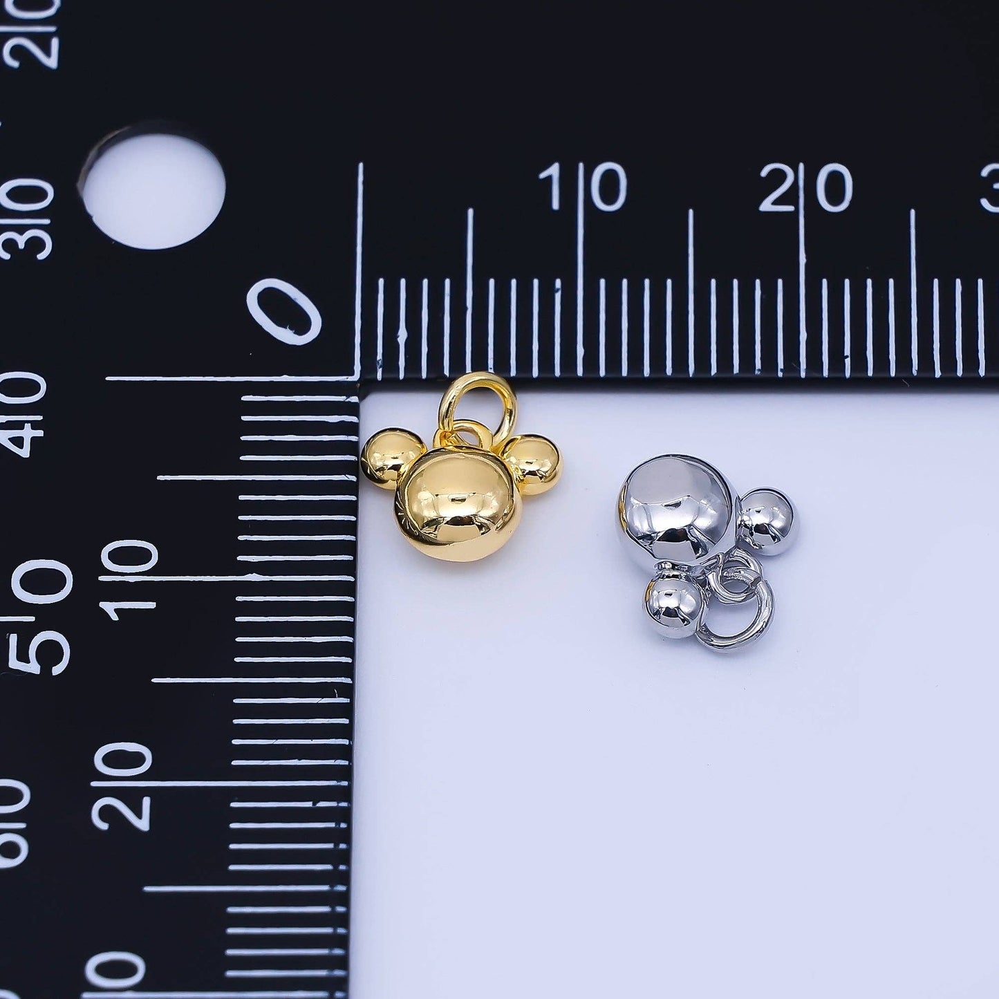 24K Gold Filled 7mm Chubby Mouse Ears Animal Charm in Gold & Silver | AF1583: SILVER