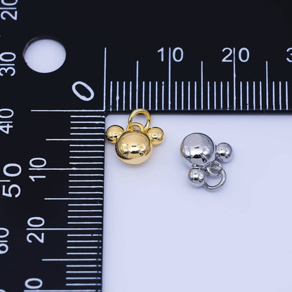 24K Gold Filled 7mm Chubby Mouse Ears Animal Charm in Gold & Silver | AF1583: SILVER