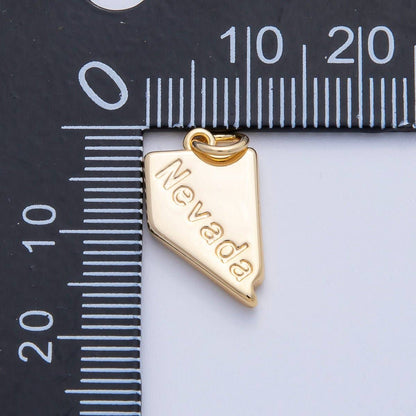 18K Gold Filled United States of America State Map Charm in Gold & Silver | AK064 - AK113: SILVER / 49. Texas