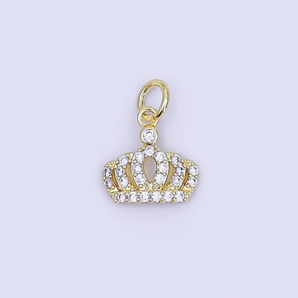 24K Gold Filled Micro Paved CZ Royal Crown Charm in Gold & Silver | AJ299: SILVER