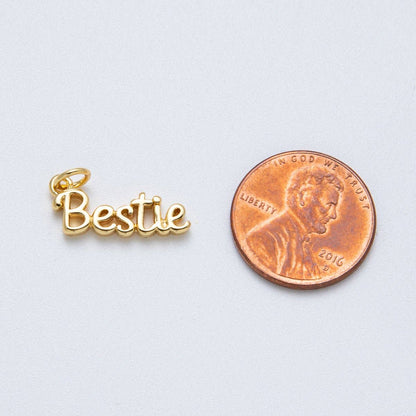 14K Gold Filled 18.5mm "Bestie" Minimalist Script Charm | Charms-00033