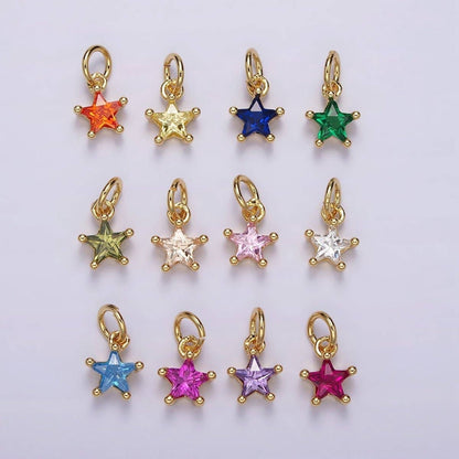 14K Gold Filled Celestial Star CZ Birthstone Personalized Add-On Charm | AG549 - AG560: Dark Blue