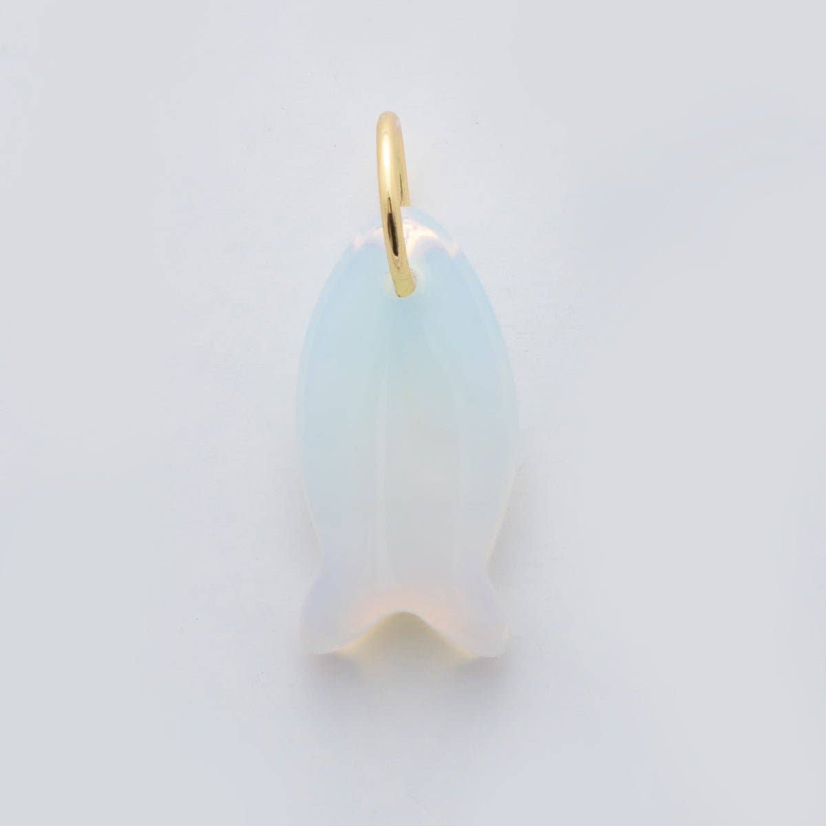 18K Gold Filled 23.7mm Natural Gemstone Fish Charm | C317 - C435: White Opal