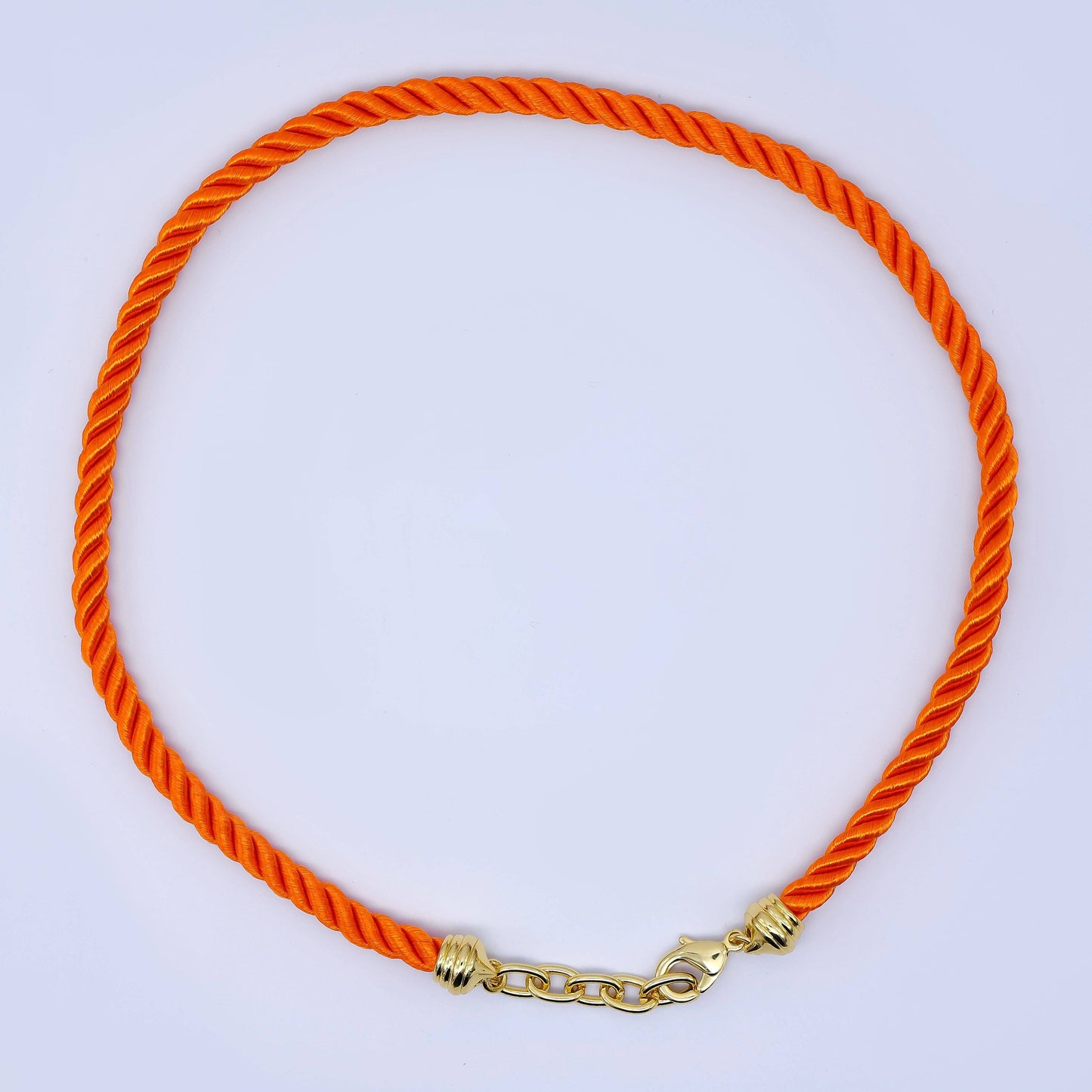 24K Gold Filled Red, Blue, Pink, Beige Twisted Braided Cord Chain Necklace | WA-2440 ~ WA-3830: Dark Blue / 16.3 Inches