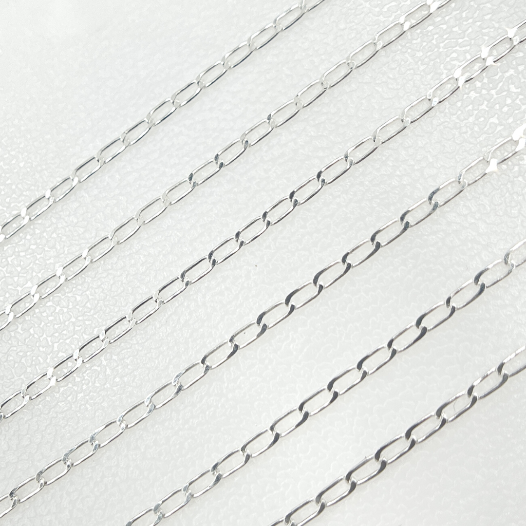 Permanent  Jewelry Sterling Silver Flat Paperclip Link Chain: 7in / 2.1mm-3mm / Cable