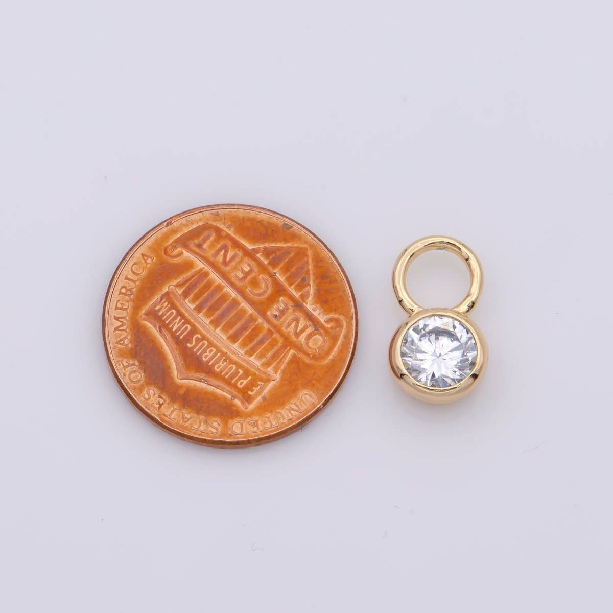 14k Gold Filled Micro Pave CZ Geometric Pendant Charm Mini Clear CZ Circle Bezel Cut Pendant Charm With Large Hole M482