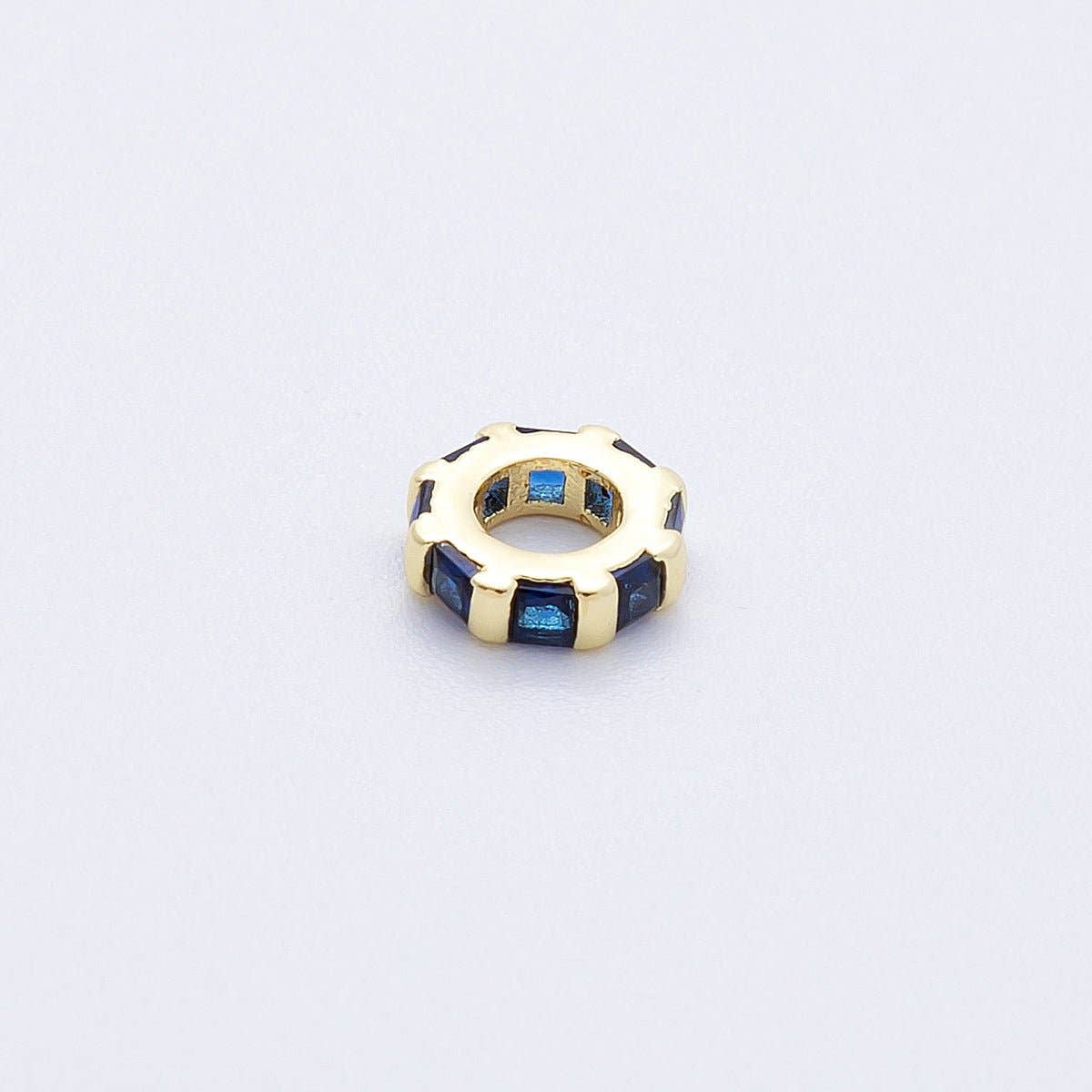 16K Gold Filled 8mm Personalized Birthstone Micro Paved Round CZ Rondelle Spacer Bead | Beads-00152 ~ Beads-00163: October - Pink Tourmaline