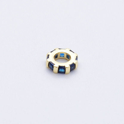 16K Gold Filled 8mm Personalized Birthstone Micro Paved Round CZ Rondelle Spacer Bead | Beads-00152 ~ Beads-00163: October - Pink Tourmaline