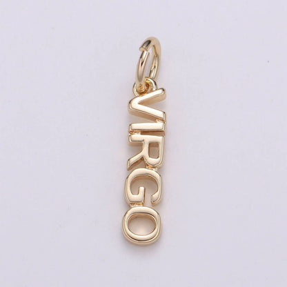 Gold Filled Zodiac Sign Script Words Mini Charm in Gold & Silver | A-A1815-A-A1820 | A-A1839-A-A1844: Gold / Scorpio