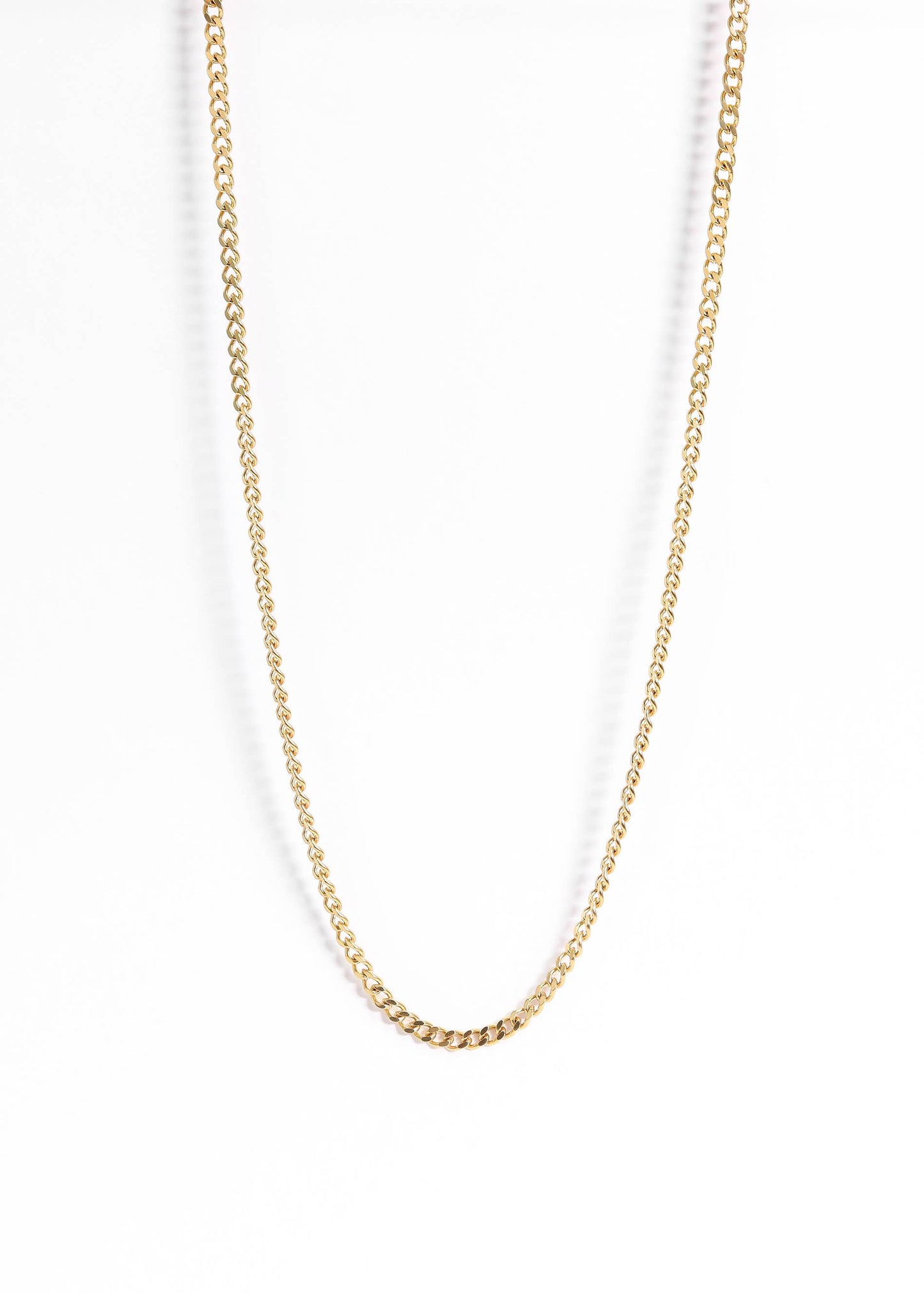 18K Gold PVD Stainless Steel Curb Chain Necklace: 18" / 4mm