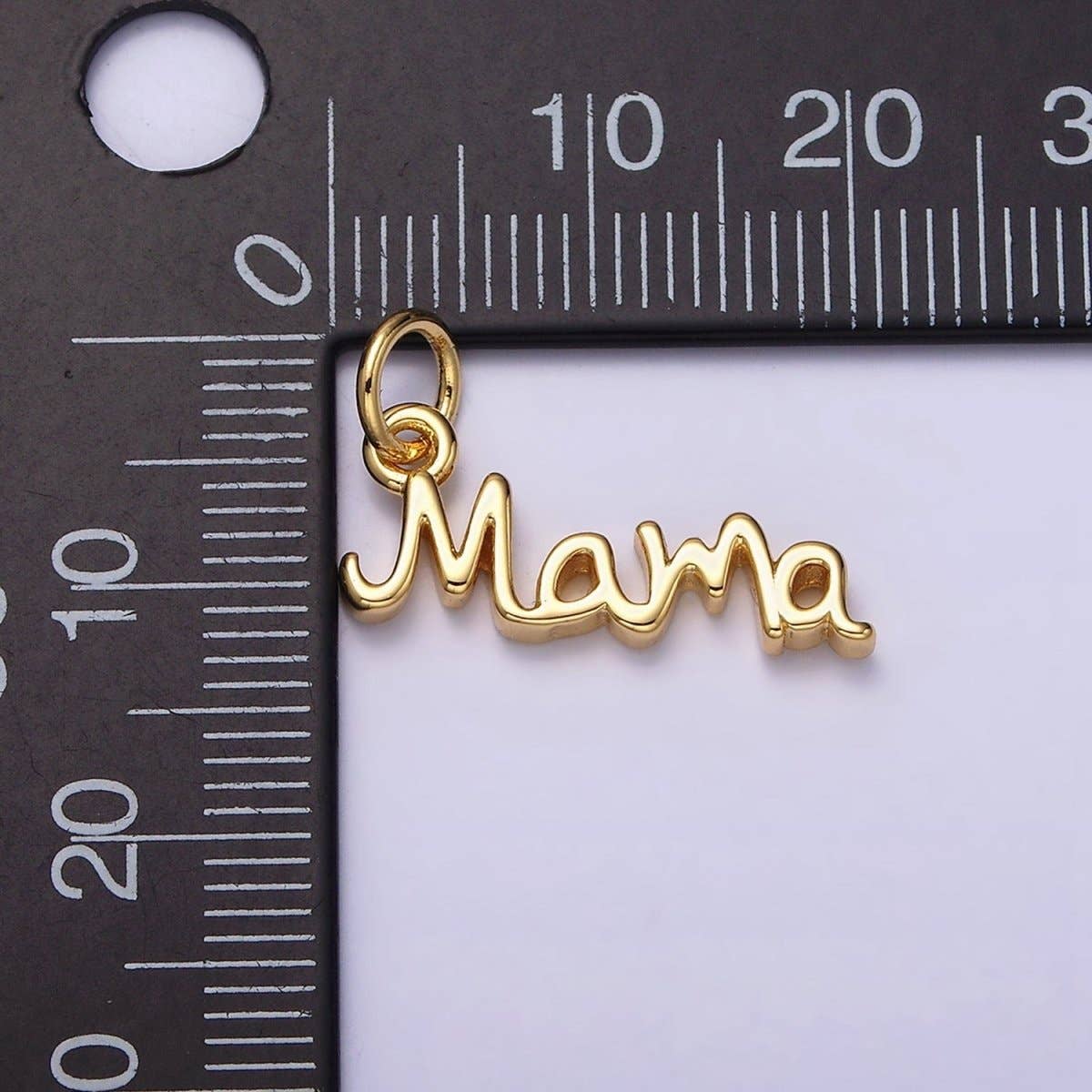 24K Gold Filled 23mm "Mama" Handwritten Script Sideway Charm | AC1420: Gold