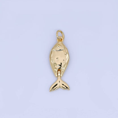 24K Gold Filled 25mm Wiggly-Tail Ocean Fish Animal Charm | AJ-438
