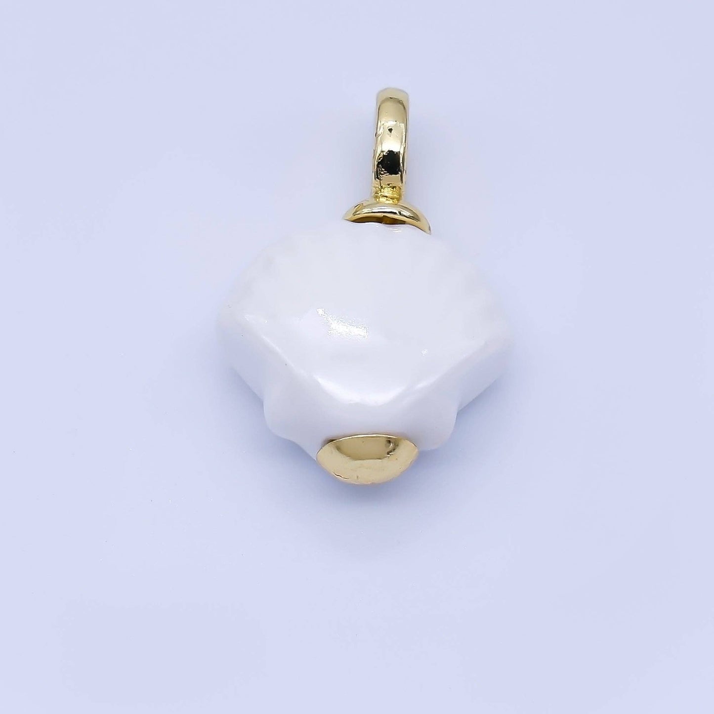 24K Gold Filled 12mm Handmade Ceramic Clam Seashell Charm | AF1577 - 1582: Light Green