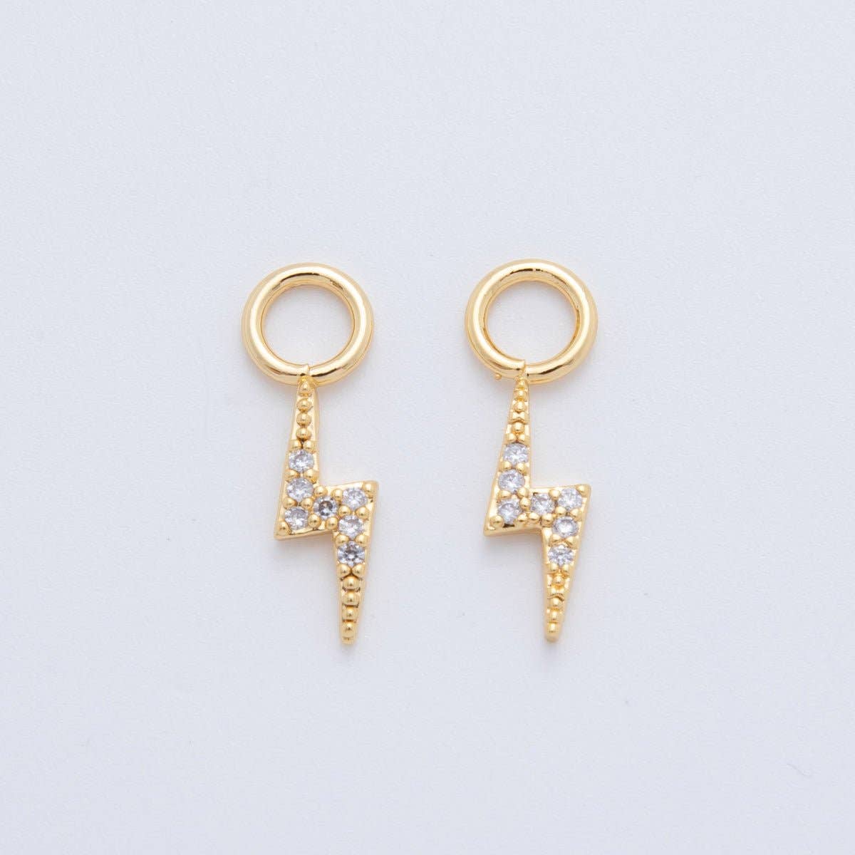 18K Gold Filled Micro Paved Thunder Lightning Bolt Add-On Drop Earring Charm | AF747