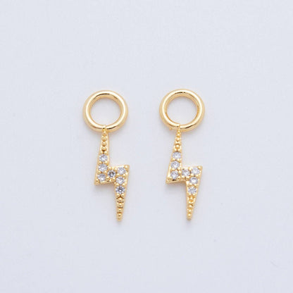 18K Gold Filled Micro Paved Thunder Lightning Bolt Add-On Drop Earring Charm | AF747