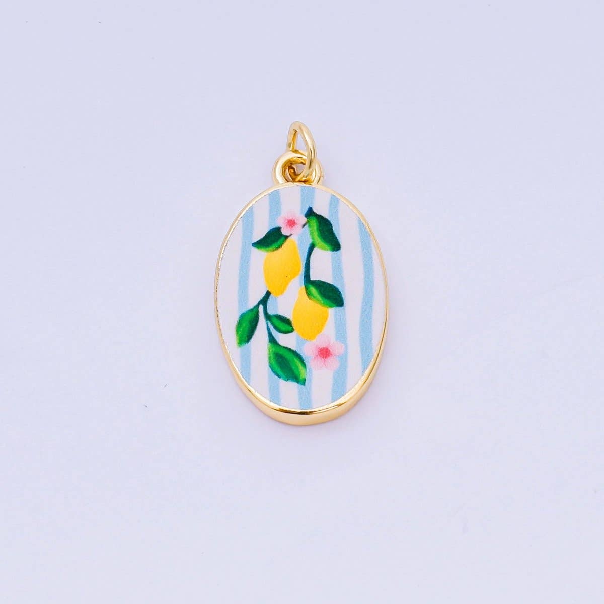24K Gold Filled 23mm Enamel Art Oval Spring Holiday Charm in Flower, Butterfly, & Nature | AH-544 AH-545, AJ-513, AJ-514, AJ-520, AJ-528 - AJ530, AJ-532 - AJ-535, AJ-539 AJ-540, AJ-544 AJ-545, AJ-547: 18. Tomato