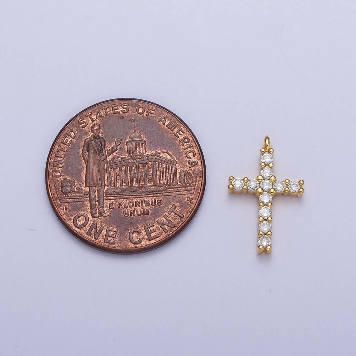14K Gold Filled 15mm Micro Paved CZ Religious Cross Charm in Gold & Silver | C877: Gold